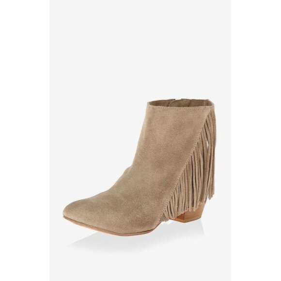 Seychelles Good Advice Leather Suede Fringe Boots Ankle 7.5 Beige - Picture 1 of 9
